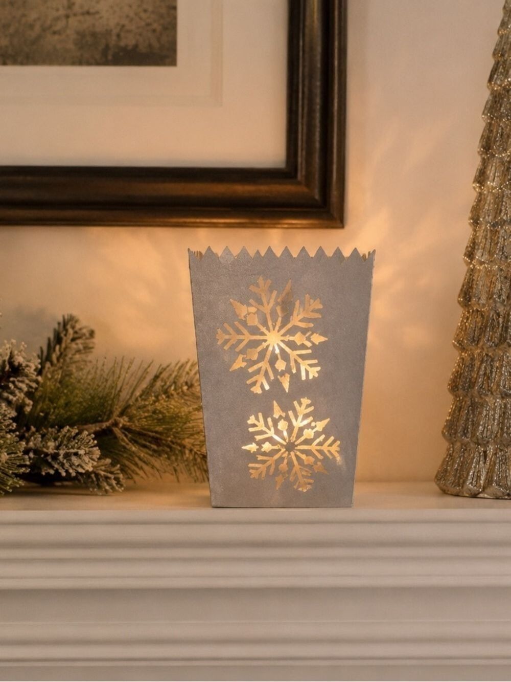 PartyLite Snowflake Luminary Candle Holder Silver Metal Votive Tealight 2004 - Picture 1 of 7